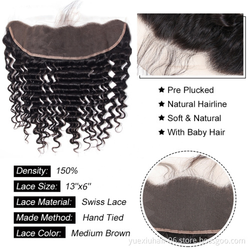 Brazilian Deep Wave Frontal Cuticle Aligned 13x6 Lace Frontal Mink Straight Pre Plucked Lace Frontal